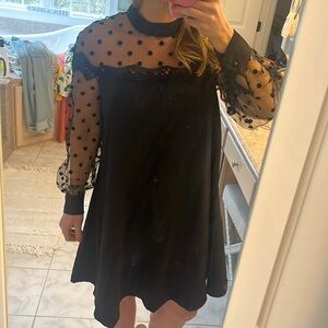 Black polka dot dress